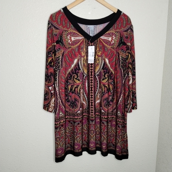 Catherines Colorful Patterned Top Plus Size 1X - Picture 1 of 7